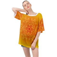 Fractal Yellow Orange Oversized Chiffon Top by Dutashop