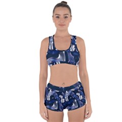 Structure Blue Background Racerback Boyleg Bikini Set by Dutashop