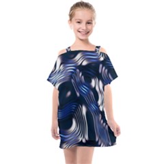 Structure Blue Background Kids  One Piece Chiffon Dress by Dutashop