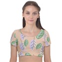 Leaf Pink Velvet Short Sleeve Crop Top  View1