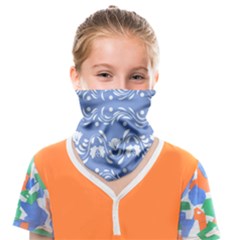 Blue White Ornament Face Covering Bandana (kids) by Eskimos