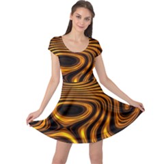 Wave Abstract Lines Cap Sleeve Dress by Dutashop