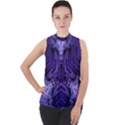 Mandala Neon Mock Neck Chiffon Sleeveless Top View1