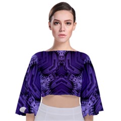 Mandala Neon Tie Back Butterfly Sleeve Chiffon Top by Dutashop