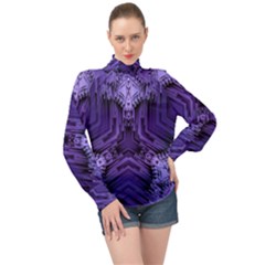 Mandala Neon High Neck Long Sleeve Chiffon Top by Dutashop