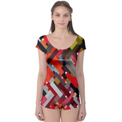 Maze Abstract Texture Rainbow Boyleg Leotard  by Dutashop