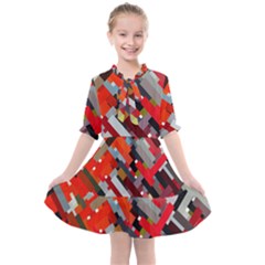 Maze Abstract Texture Rainbow Kids  All Frills Chiffon Dress by Dutashop