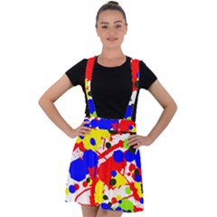 Colorfull Velvet Suspender Skater Skirt by Saptagram