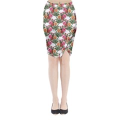 Flowers Pattern Midi Wrap Pencil Skirt by goljakoff