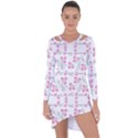 Pink folk flowers Asymmetric Cut-Out Shift Dress View1