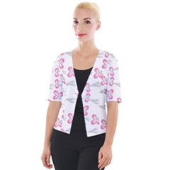 Pink Folk Flowers Cropped Button Cardigan by Eskimos