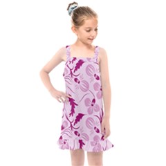 Dark Pink Flowers Kids  Overall Dress by Eskimos