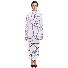 Cats Line Art  Turtleneck Maxi Dress by Sobalvarro