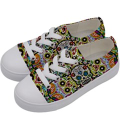 Sugar Skulls Pattern Kids  Low Top Canvas Sneakers by ExtraAwesomeSauce