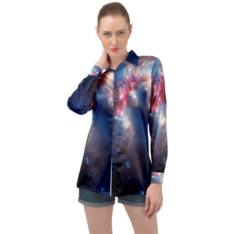 Galaxy Long Sleeve Satin Shirt by ExtraAwesomeSauce