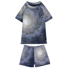 Spiral Galaxy Kids  Swim Tee And Shorts Set by ExtraAwesomeSauce