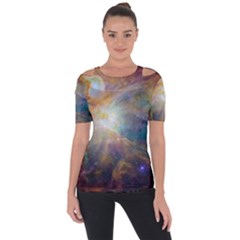 Colorful Galaxy Shoulder Cut Out Short Sleeve Top by ExtraAwesomeSauce