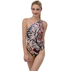 White Tiger To One Side Swimsuit by ExtraAwesomeSauce