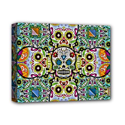 Sugar Skulls Pattern Deluxe Canvas 14  X 11  (stretched) by ExtraAwesomeSauce