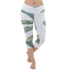 Banana Leaf Lightweight Velour Capri Yoga Leggings by goljakoff