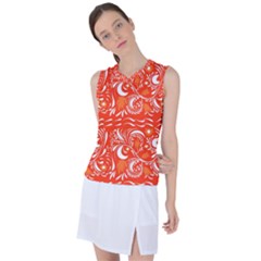 White Leaves Women s Sleeveless Sports Top by Eskimos