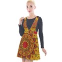 Mandela Flower Orange And Red Plunge Pinafore Velour Dress View1