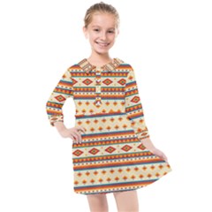 Native American Pattern Kids  Quarter Sleeve Shirt Dress by ExtraAwesomeSauce