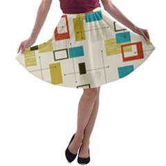 Retro Pattern Vintage A-line Skater Skirt by ExtraGoodSauce