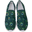 Watercolor Peacock Feather Pattern Men s Slip On Sneakers View1