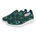 Watercolor Peacock Feather Pattern Women s Slip On Sneakers View2