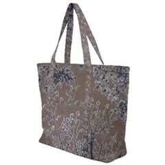 Linear Textured Botanical Motif Design Zip Up Canvas Bag by dflcprintsclothing