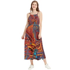 Phoenix Rising Colorful Abstract Art Boho Sleeveless Summer Dress by CrypticFragmentsDesign