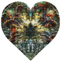 Multicolor Floral Art Copper Patina  Wooden Puzzle Heart View1