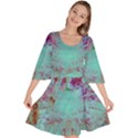 Retro Hippie Abstract Floral Blue Violet Velour Kimono Dress View1