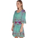 Retro Hippie Abstract Floral Blue Violet Velour Kimono Dress View2