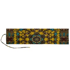 Mandala Faux Artificial Leather Among Spring Flowers Roll Up Canvas Pencil Holder (l) by pepitasart