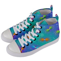 Non Seamless Pattern Blues Bright Women s Mid-top Canvas Sneakers by Dutashop