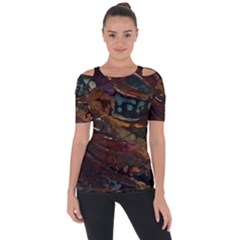 Abstract Art Shoulder Cut Out Short Sleeve Top by Dutashop