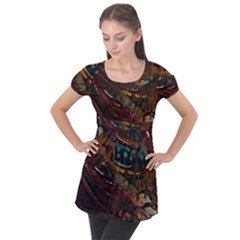 Abstract Art Puff Sleeve Tunic Top by Dutashop