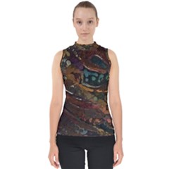 Abstract Art Mock Neck Shell Top by Dutashop