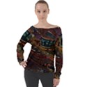 Abstract Art Off Shoulder Long Sleeve Velour Top View1