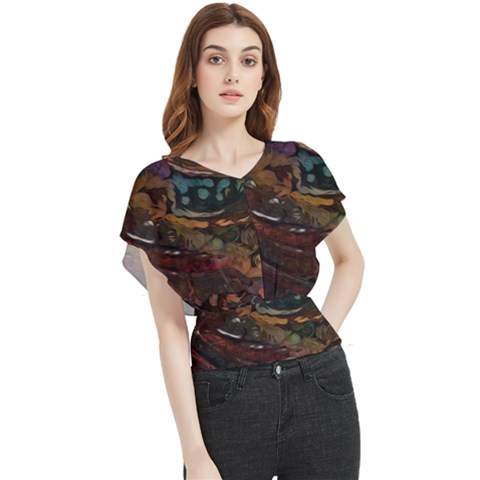 Abstract Art Butterfly Chiffon Blouse by Dutashop