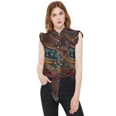 Abstract Art Frill Detail Shirt by Dutashop