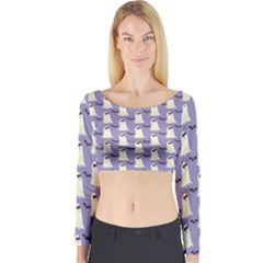 Halloween Ghost Bat Long Sleeve Crop Top by Dutashop