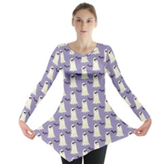 Halloween Ghost Bat Long Sleeve Tunic  by Dutashop