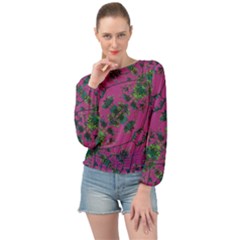 Modern Floral Collage Print Pattern Banded Bottom Chiffon Top by dflcprintsclothing