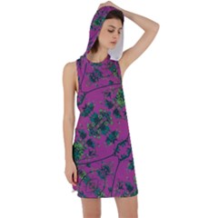 Modern Floral Collage Print Pattern Racer Back Hoodie Dress by dflcprintsclothing