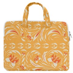 Orange Pattern Macbook Pro Double Pocket Laptop Bag by Eskimos