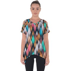 Abstract Triangle Tree Cut Out Side Drop Tee by Dutashop