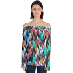 Abstract Triangle Tree Off Shoulder Long Sleeve Top by Dutashop